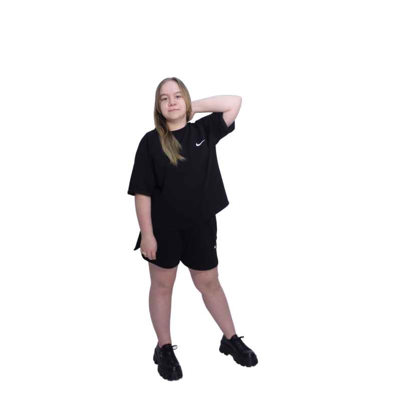 Жіночий літній спортивний костюм футболка з шортами Чорний, XL-XXL