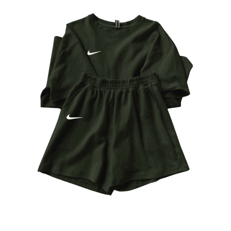 Жіночий літній спортивний костюм футболка з шортами Хакі, XL-XXL