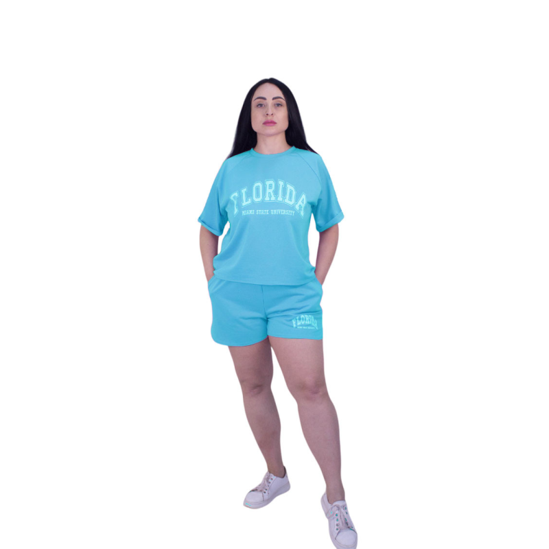 Літній спортивний костюм із шортами Блакитний, XL-2XL