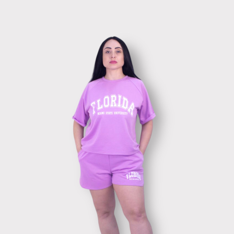 Літній спортивний костюм із шортами Бузковий, XS-S