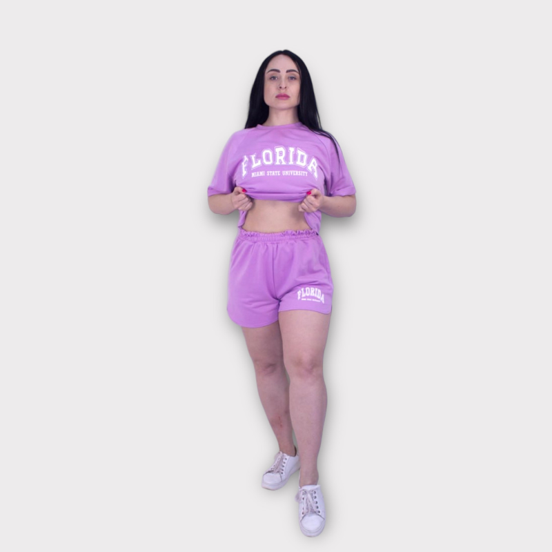 Літній спортивний костюм із шортами Бузковий, XL-2XL