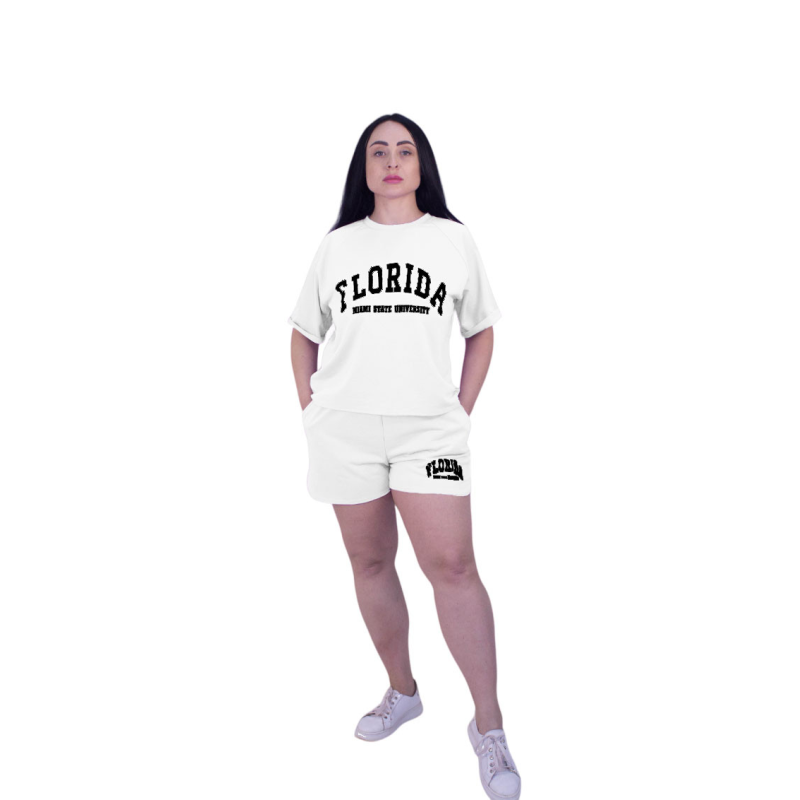 Літній спортивний костюм із шортами Молочний, XL-2XL