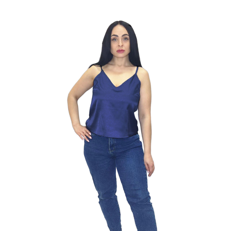 Базова майка жіноча атласна L, Темно-синій