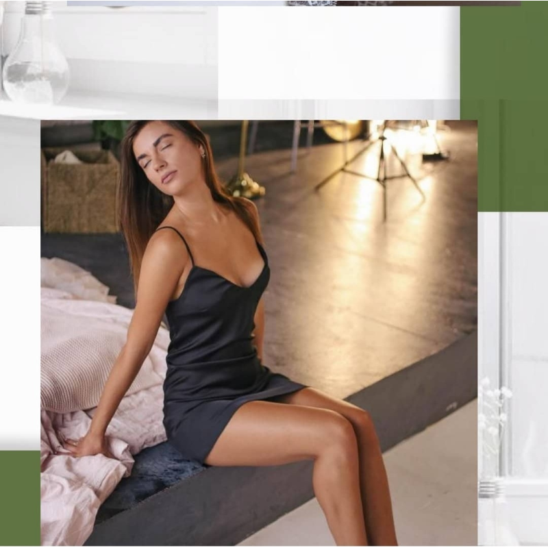 Жіноча нічна сорочка шовкова Чорна S