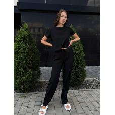 Стильний легкий костюм у рубчик Чорний, M-L