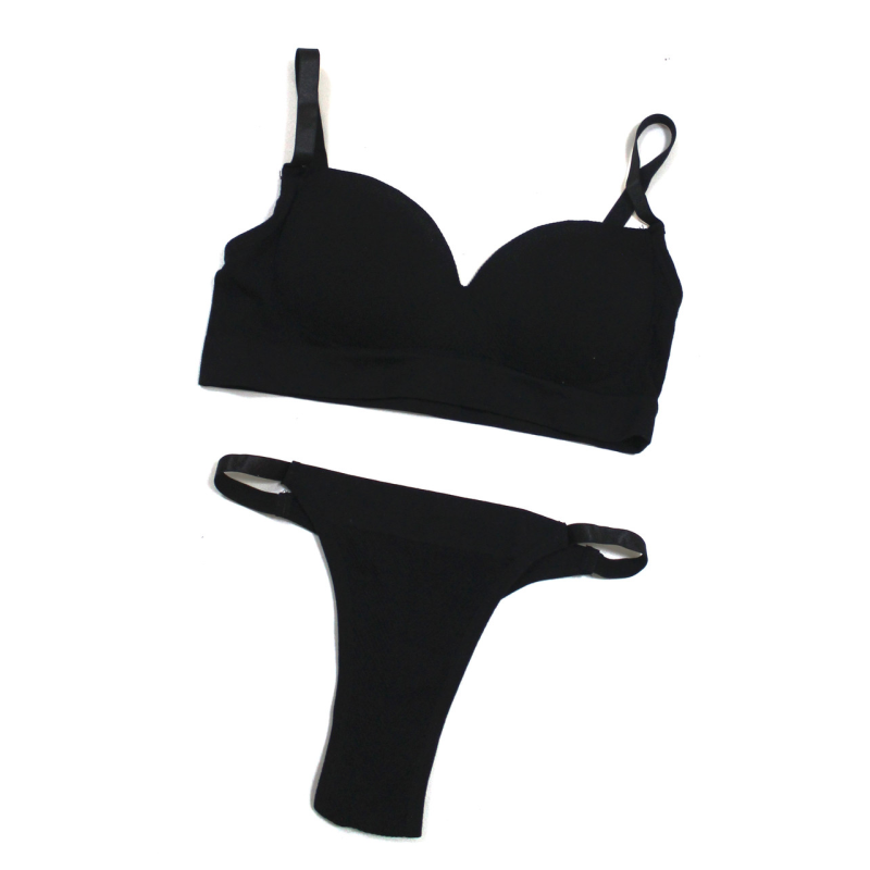 Комплект нижньої білизни бюстгальтер труси  Чорний, S/M