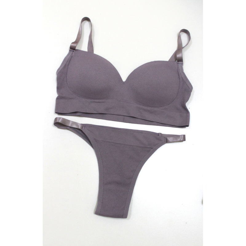 Комплект нижньої білизни бюстгальтер труси  Сірий, S/M
