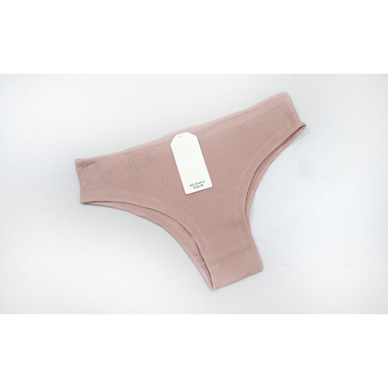 Труси жіночі рубчик бразиліани XL, Пудровий Труси жіночі рубчик бразиліани XL, Пудровий