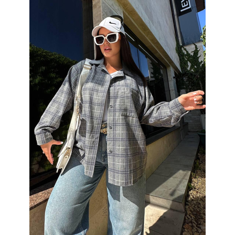 Сорочка жіноча оверсайз, Сірий, 46/48