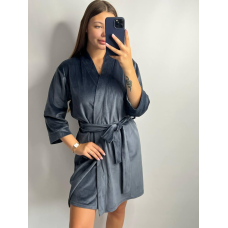 Халат жіночий плюш велюр під пояс Графіт, L