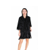 Жіноча нічна сорочка з халатиком із мармурового велюру. Чорний, XL