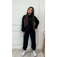 Стильний костюм вельвет у рубчик Чорний, 48/52
