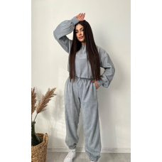 Стильний костюм вельвет у рубчик Сірий, 48/52