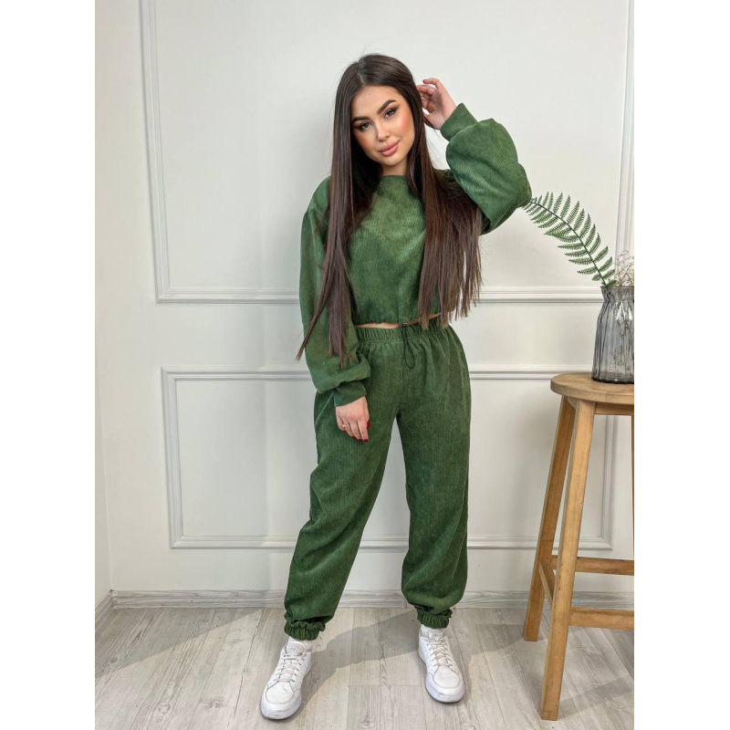 Стильний костюм вельвет у рубчик Хакі, 42/46
