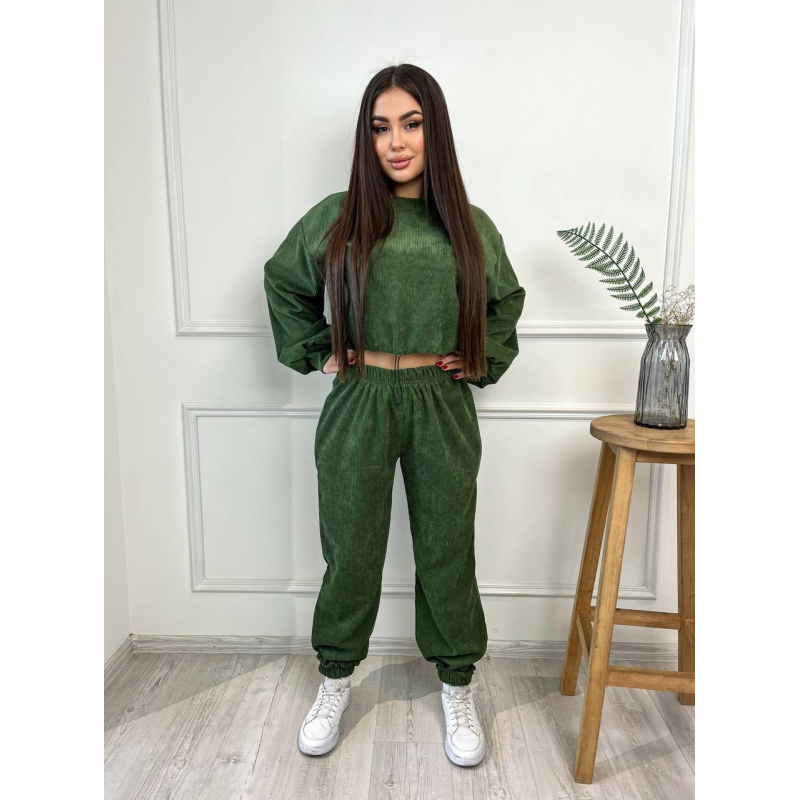 Стильний костюм вельвет у рубчик Хакі, 48/52