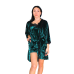 Жіноча нічна сорочка з халатиком із мармурового велюру. Зелений, 4XL