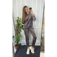 Жіночий велюровий костюм із капюшоном Шоколадний, XL