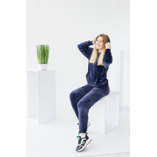 Жіночий велюровий костюм із капюшоном Синій, L