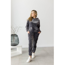 Жіночий велюровий костюм із капюшоном Графітовий, XL