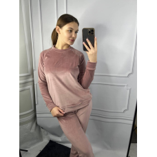 Жіночий спортивний велюровий костюм Рожева пудра, S