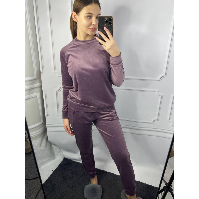 Жіночий спортивний велюровий костюм Ліловий, M