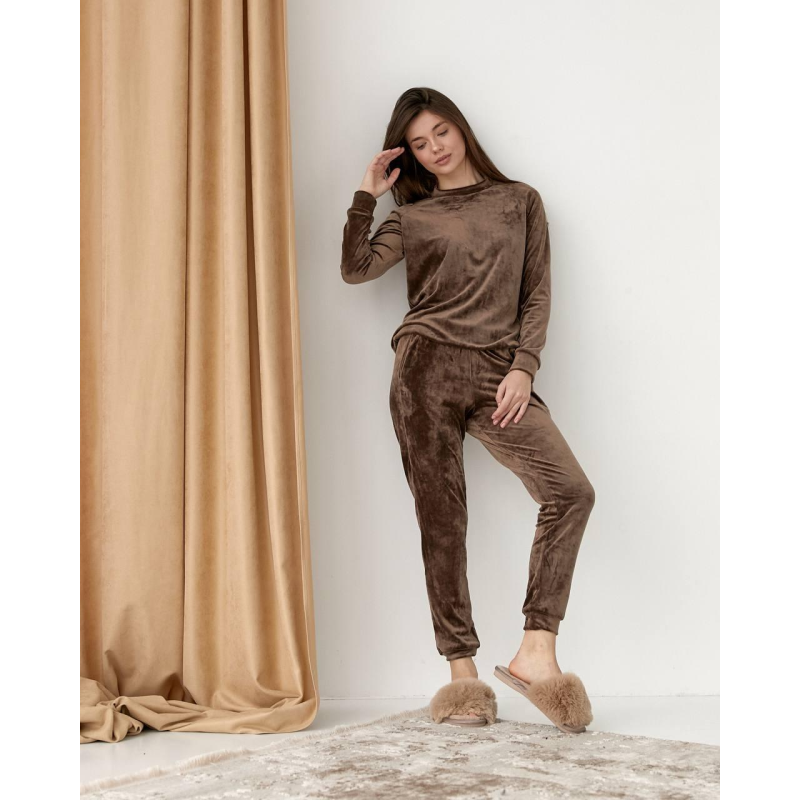 Жіночий спортивний велюровий костюм Коричневий, XL