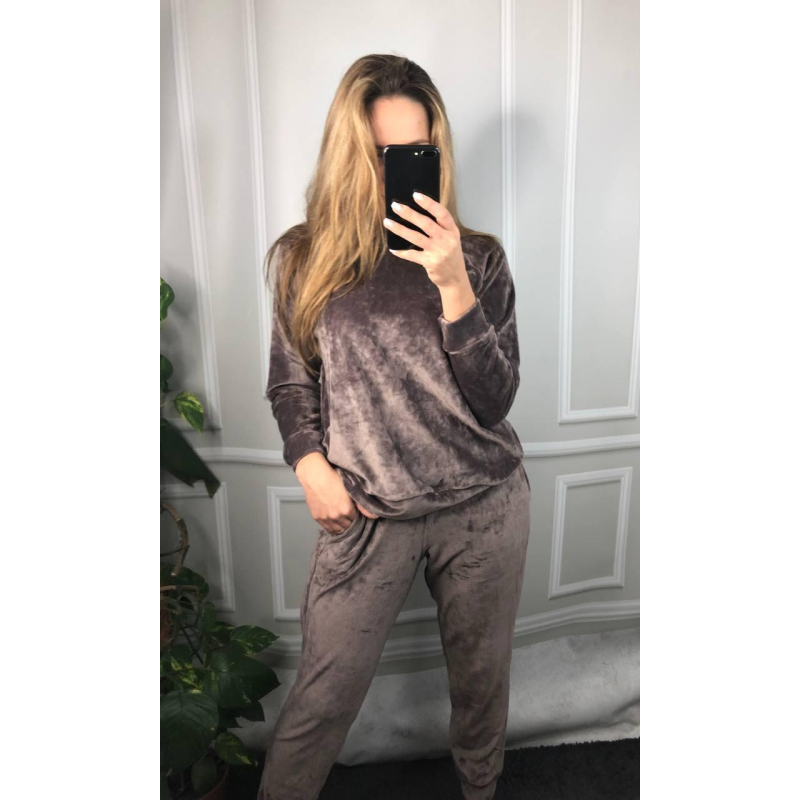 Жіночий спортивний велюровий костюм Шоколадний, S Жіночий спортивний велюровий костюм Шоколадний, S