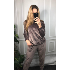 Жіночий спортивний велюровий костюм Шоколадний, XL