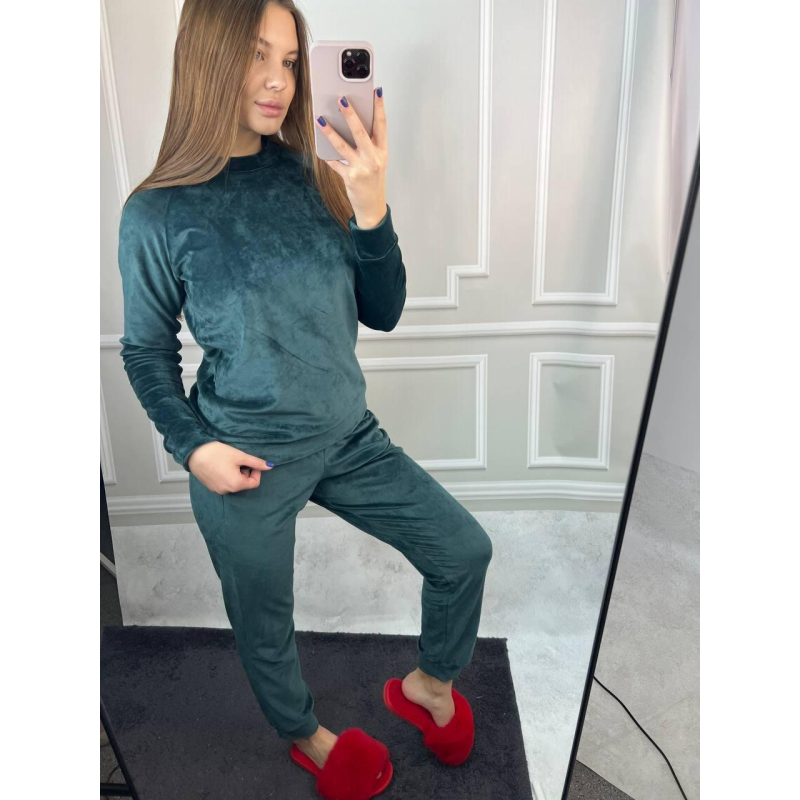 Жіночий спортивний велюровий костюм Смарагдовий, XS Жіночий спортивний велюровий костюм Смарагдовий, XS