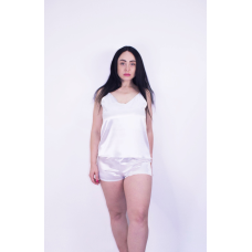 Піжама жіноча атласна, білий, XS
