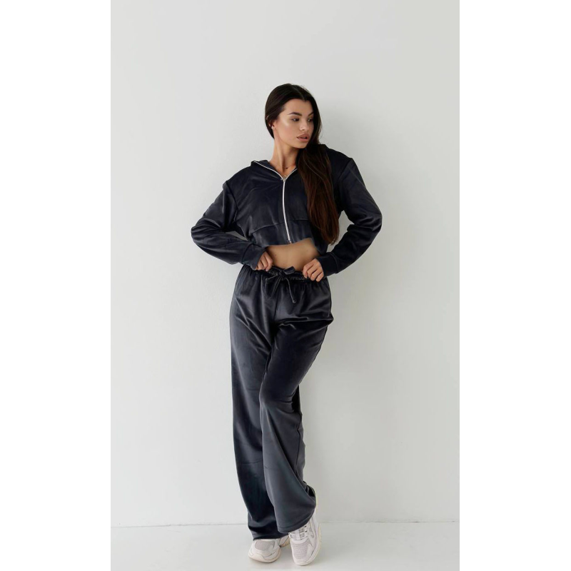 Жіночий велюровий костюм Графітовий, XS-S