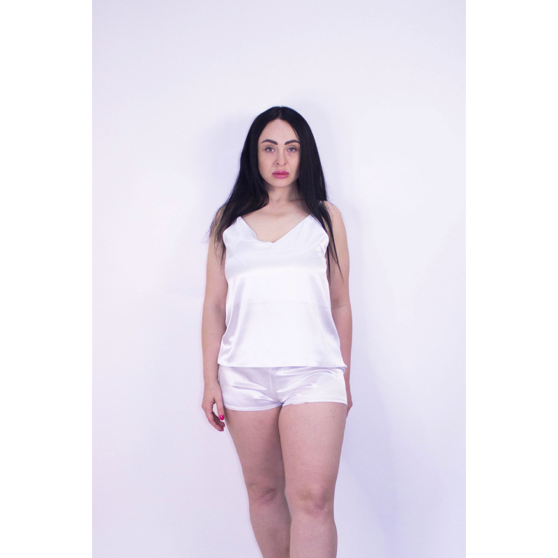 Піжама жіноча атласна, білий, XL