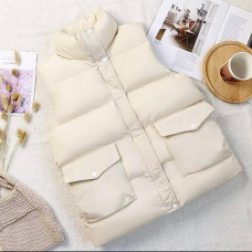 Жіноча жилетка з коміром осінка Молочний, 50/52