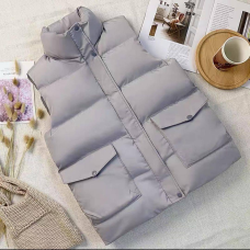 Жіноча жилетка з коміром осінка Сірий, 46/48