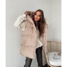 Жіноча жилетка з капюшоном осінна Бежевий, 42/46
