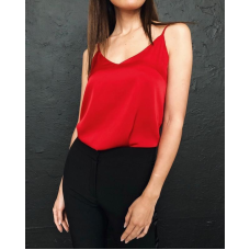 Шовкова майка на тонких бретельках Червоний, M