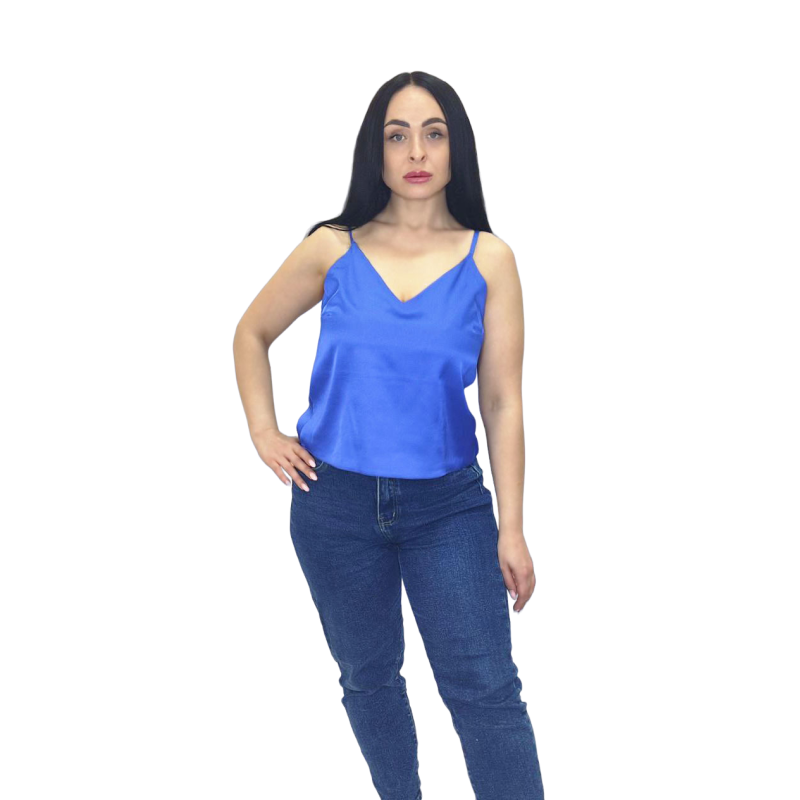 Шовкова майка на тонких бретельках Електрик, 3XL