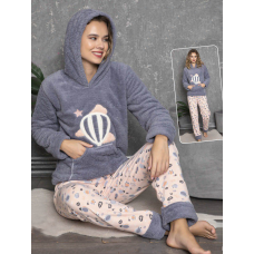 Піжама флісова жіноча Фіолетова, 2XL