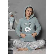 Піжама жіноча тепла махрова Оливковий, 2XL