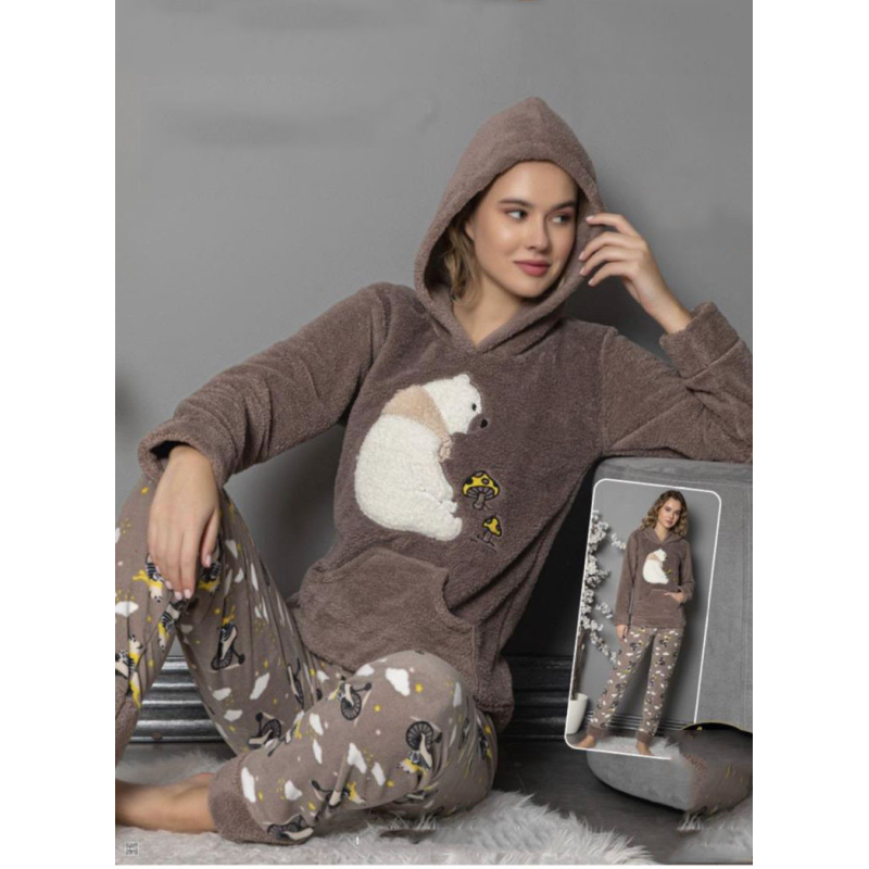 Піжама флісова жіноча Коричневий, XL Піжама флісова жіноча Коричневий, XL