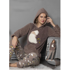 Піжама флісова жіноча Коричневий, 2XL