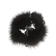 Гумка хутряна для волосся норкова Темно-шоколадний