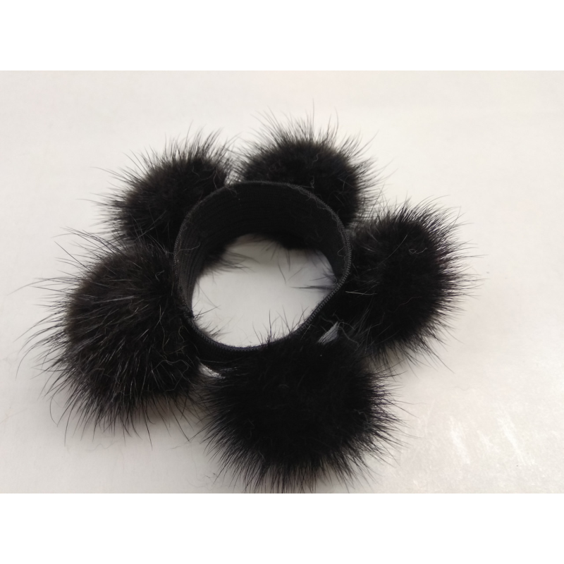 Гумка хутряна, норкова на волосся, на гульку. Чорний