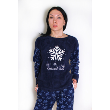 Тепла піжама жіноча, Темно-синій, S