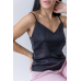 Базова майка жіноча атлас чорний, XS/S