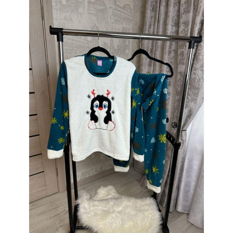 Махрова піжама жіноча Смарагдовий, L