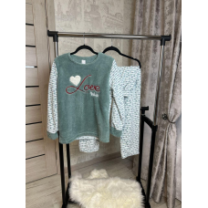 Махрова піжама жіноча бірюзевий, L