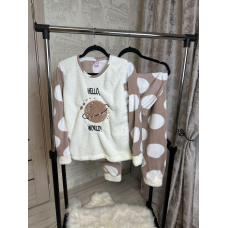 Піжама тепла жіноча Беж, XL