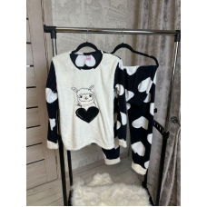 Піжама тепла жіноча Чорно-білий, L