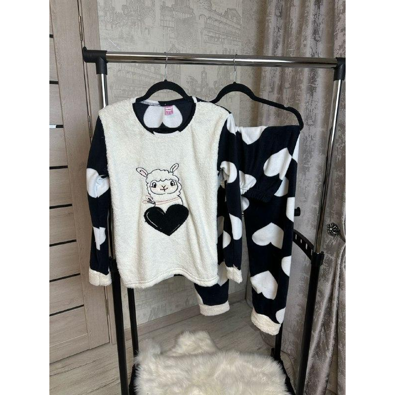 Піжама тепла жіноча Чорно-білий, L